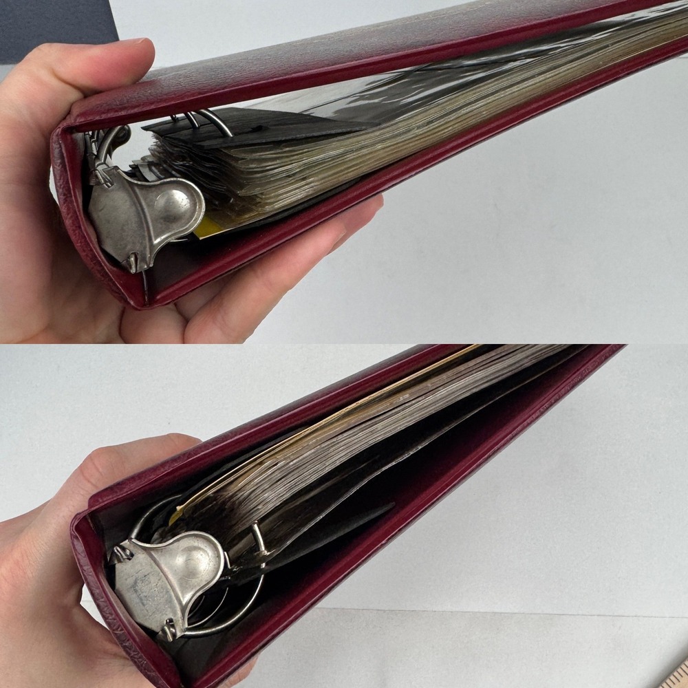 Vtg Rectangle Maroon Photo Album Gold Lettering Filigree Plastic Inserts READ - Picture 10 of 15
